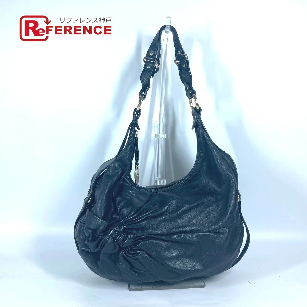 Fendi shoulder bag charm leather black